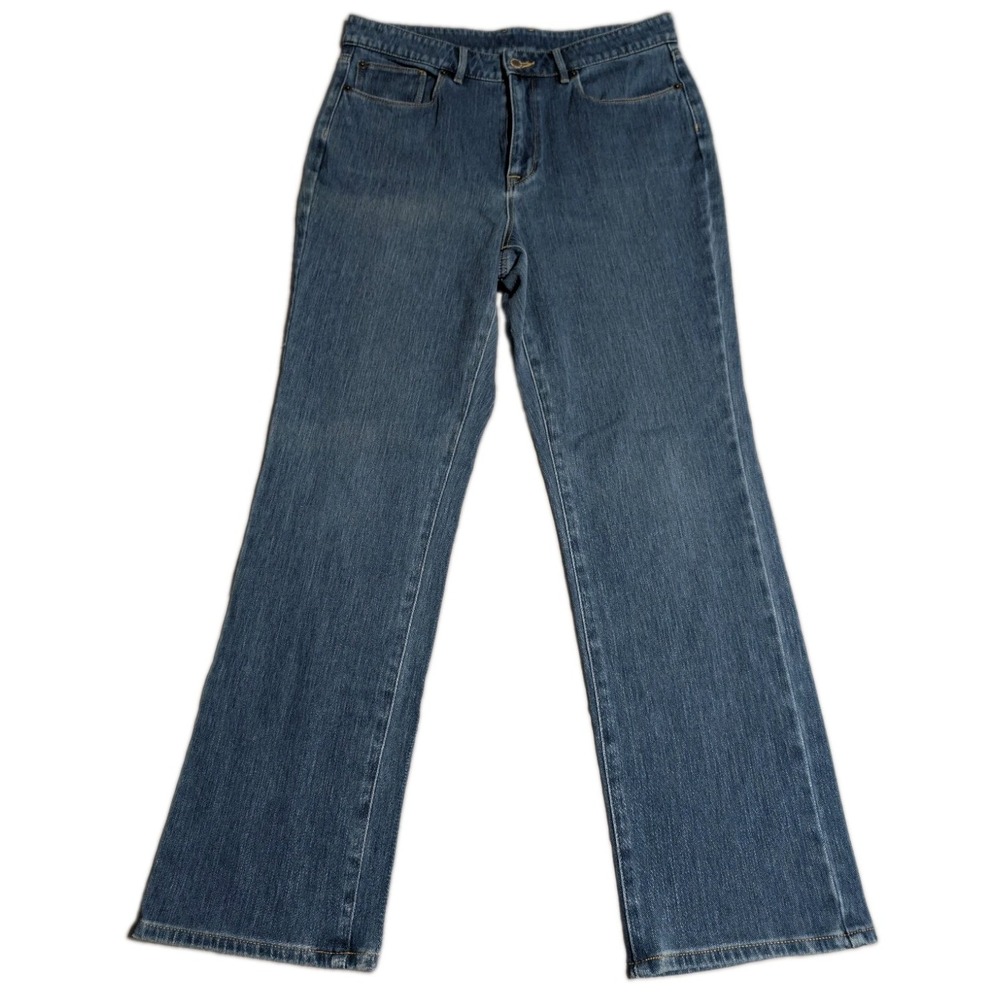 LL Bean Comfort Knit Jeans Womens 12 Regular Blue Classic Fit Stretch Straight